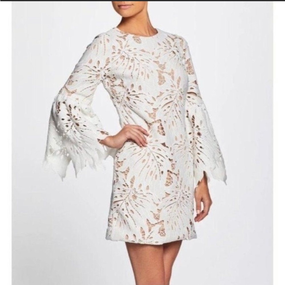 DRESS THE POPULATION Dylan Lace Leaf Dress